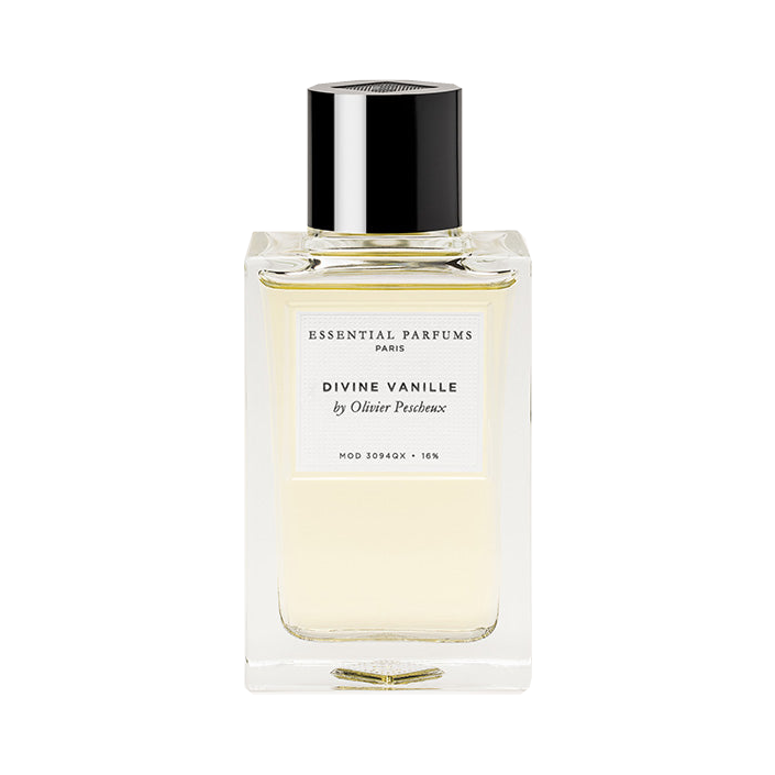 Divine Vanille — Essential Parfums — flacon 100 ml sur fond blanc