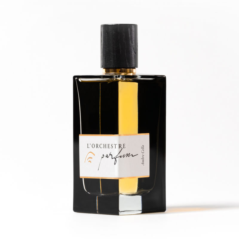Ambre Cello — L’Orchestre Parfum — flacon 100 ml sur fond blanc