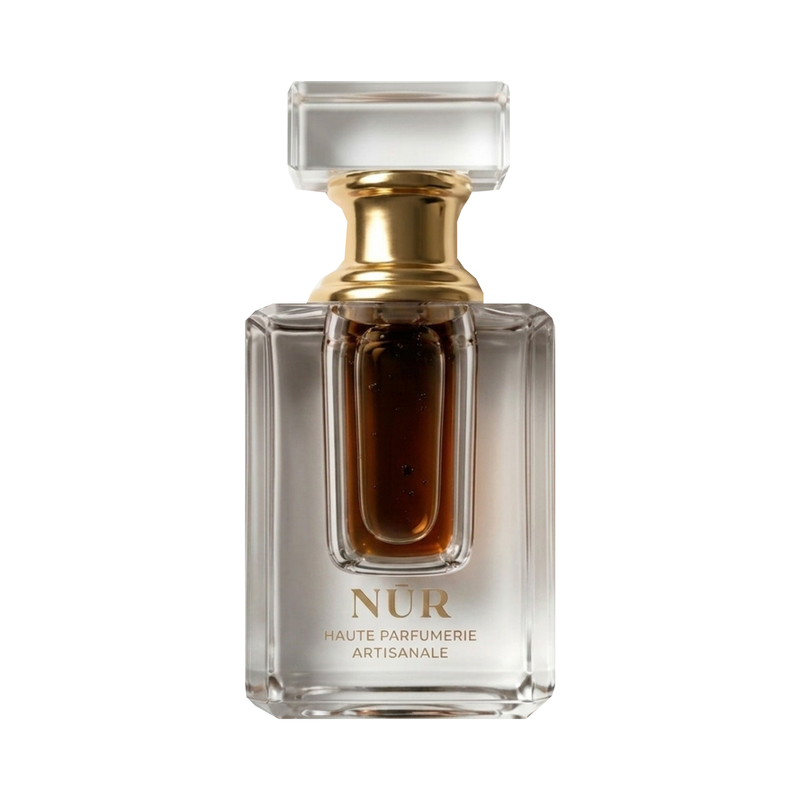 Oud Burmi Planifolia — Nùr — flacon 3 ml sur fond blanc