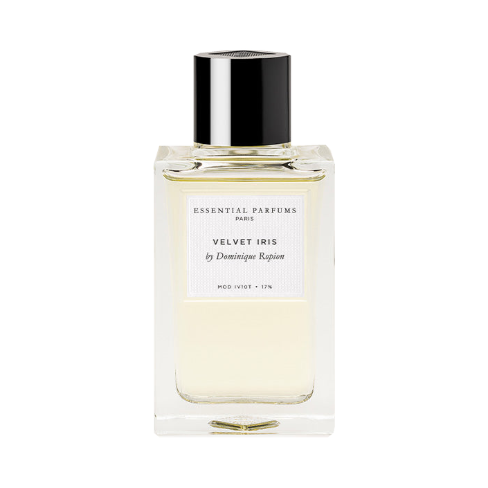 Velvet Iris — Essential Parfums — flacon 100 ml sur fond blanc